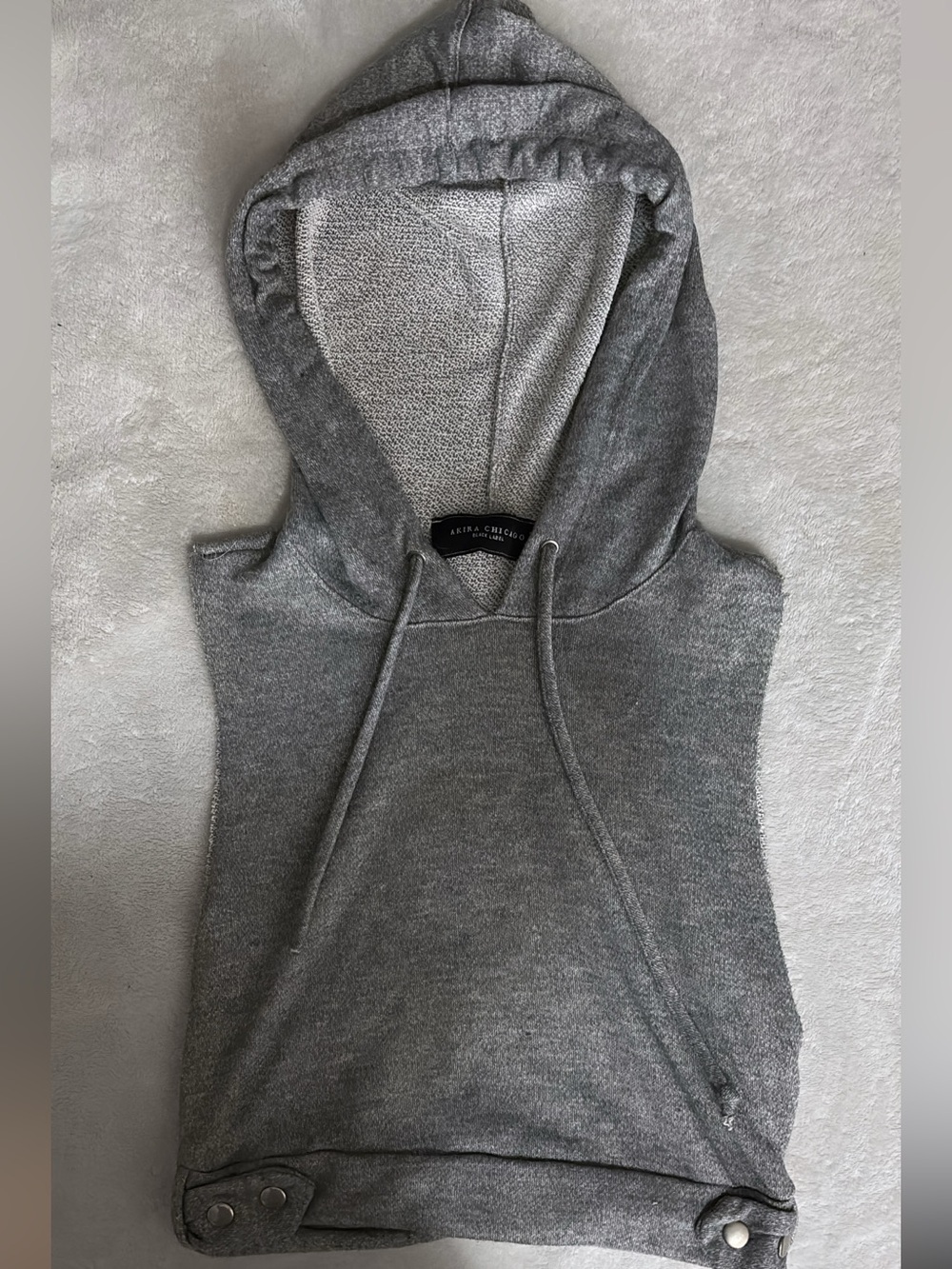 AKIRA Gray Sleeveless Hooded Sweatshirt